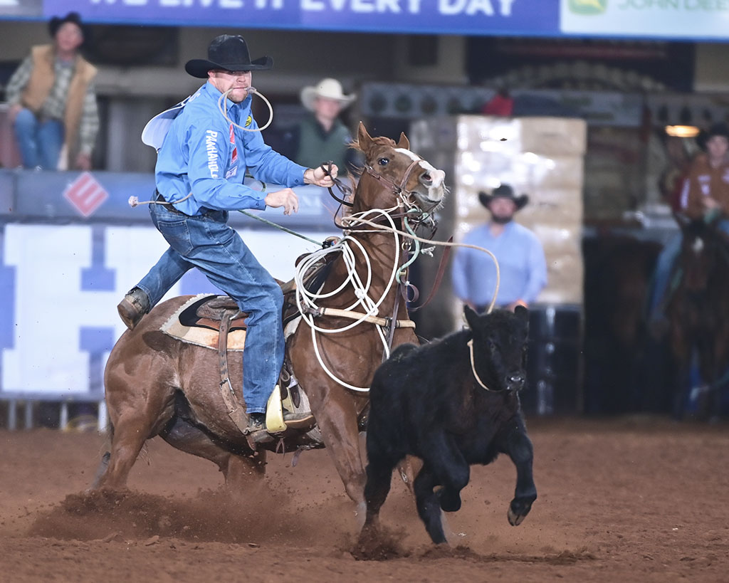 Nelson Wyatt is trying to win a world team roping title this year, but he did it all at the Timed Event. 